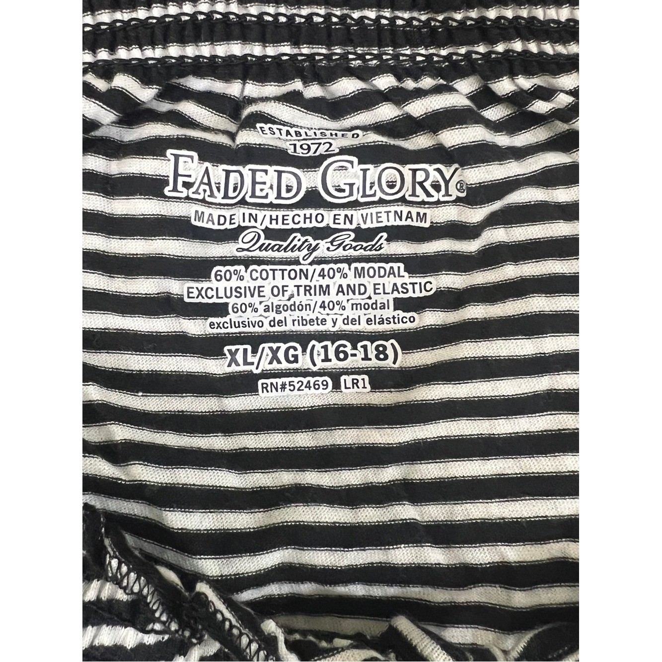 Faded Glory Black & White Striped Tie-Neck