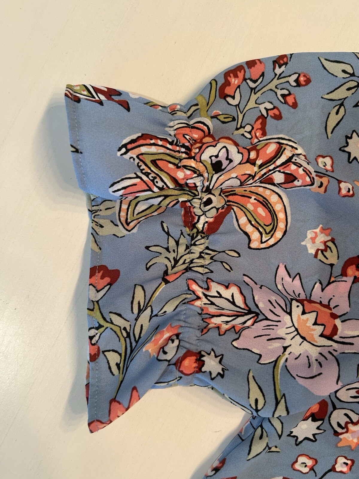Light Blue Floral Blouse Smoke Free