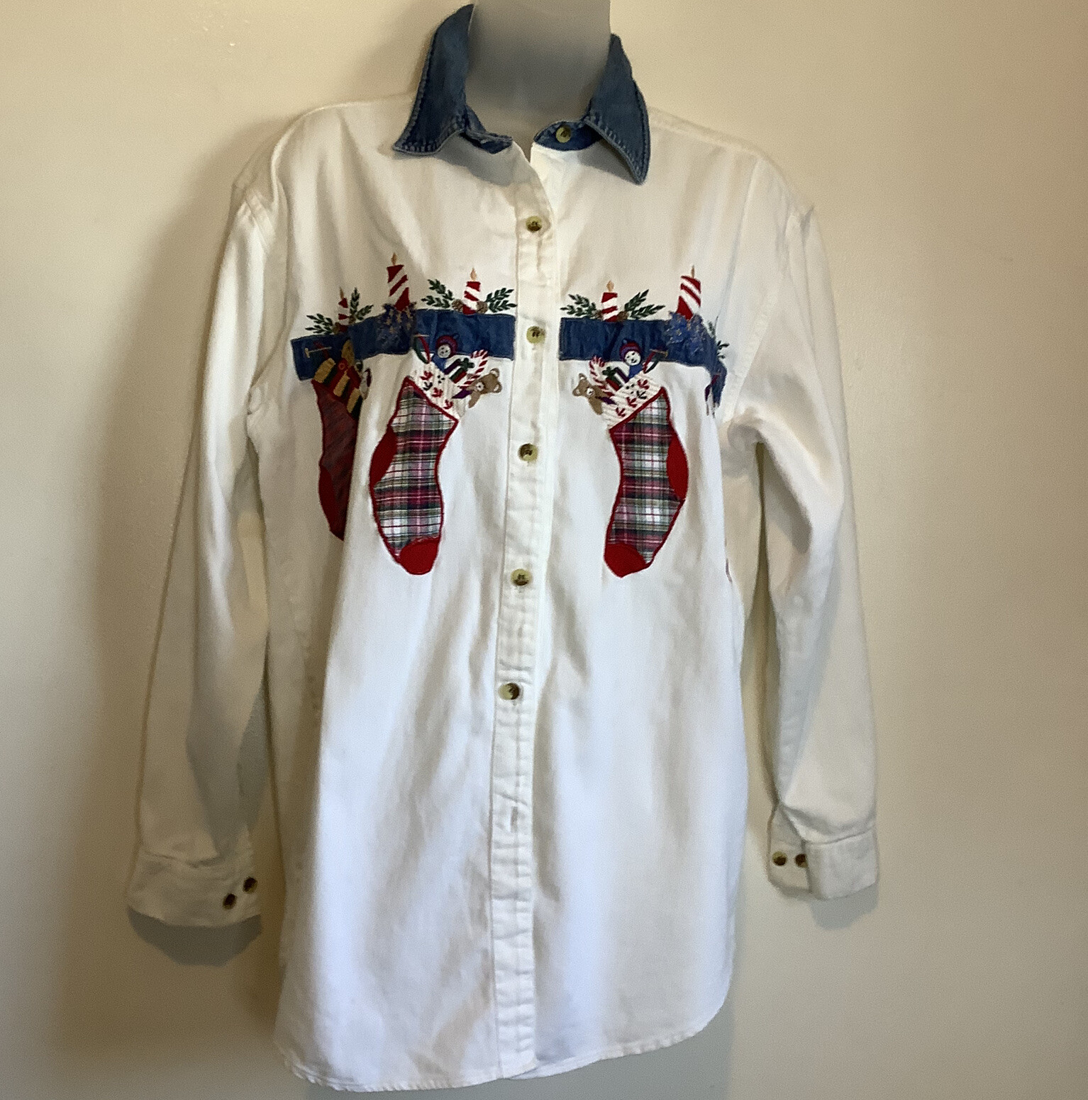 Vintage Tantrums Denim Button Up Shirt Christmas Stocking Stuffer Medium
