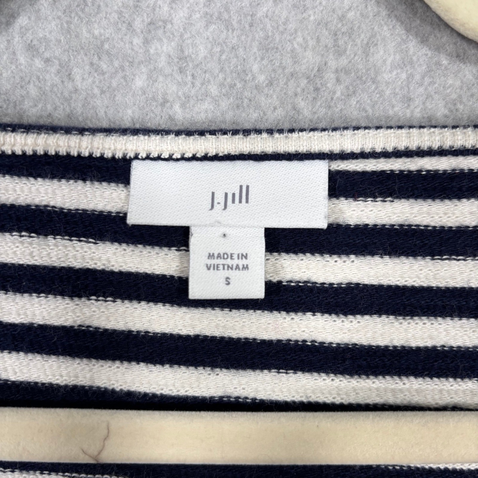J Jill Knit Top Small Black White Button Detail Cotton Nautical Classic Career