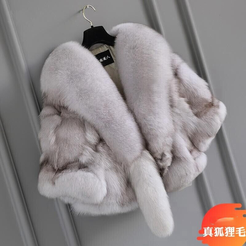 100% Real Genuine Fox Fur Coat Women’s Fur Jacket Luxury Fluffy FUR Overcoat