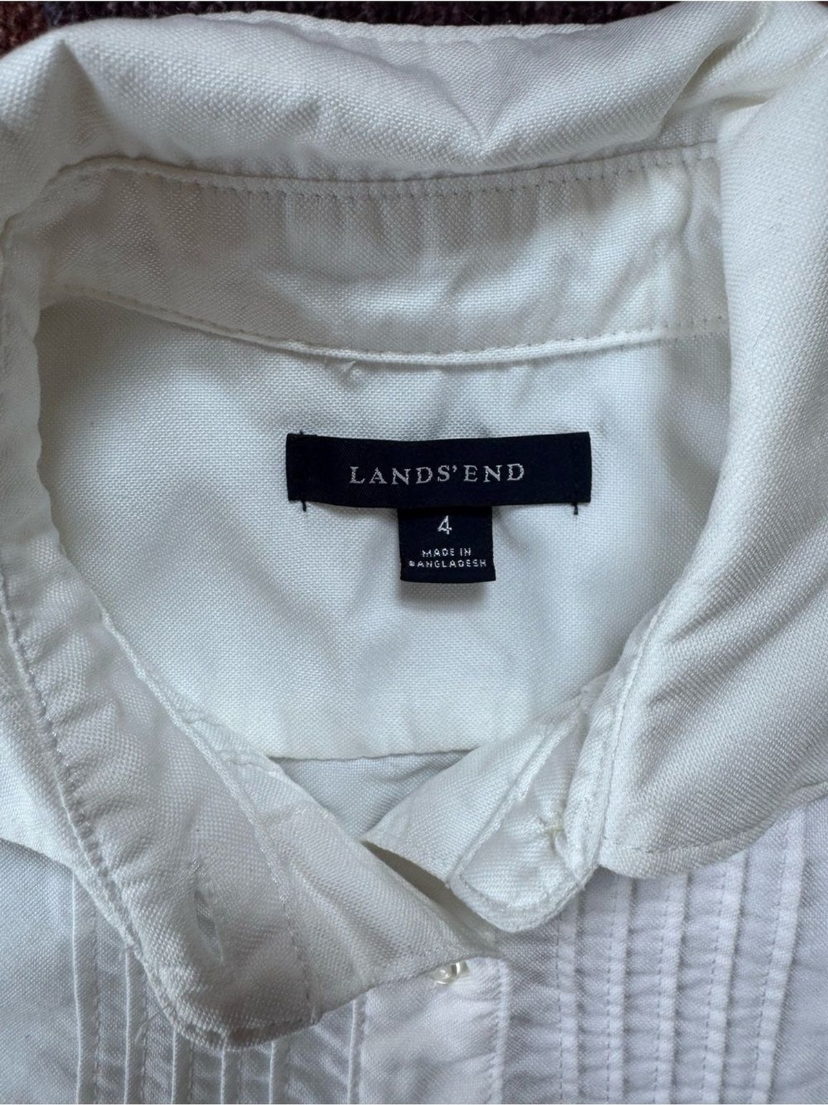Land’s End White Pintuck Short-Sleeve Shirt Blouse Button-Down – 4