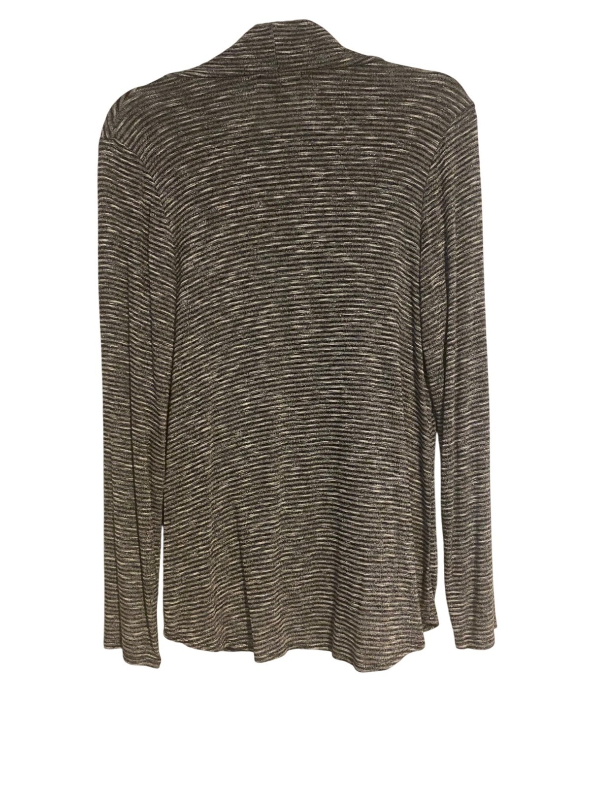Alyx Womens L Lightweight Top Draped Open-Front Long Sleeve L Gray Striped Knit
