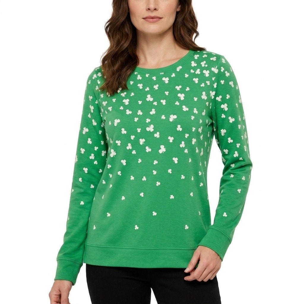 NWT Jane + Delancey Polyester Blend Green Graphic Pullover Top Women Size S