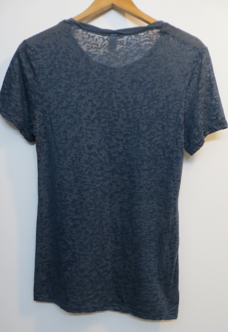 Kavio Shirt Womens Large Blue Tee Burnout Thin Grunge Rock Y2K Boho MEAS SMALLER