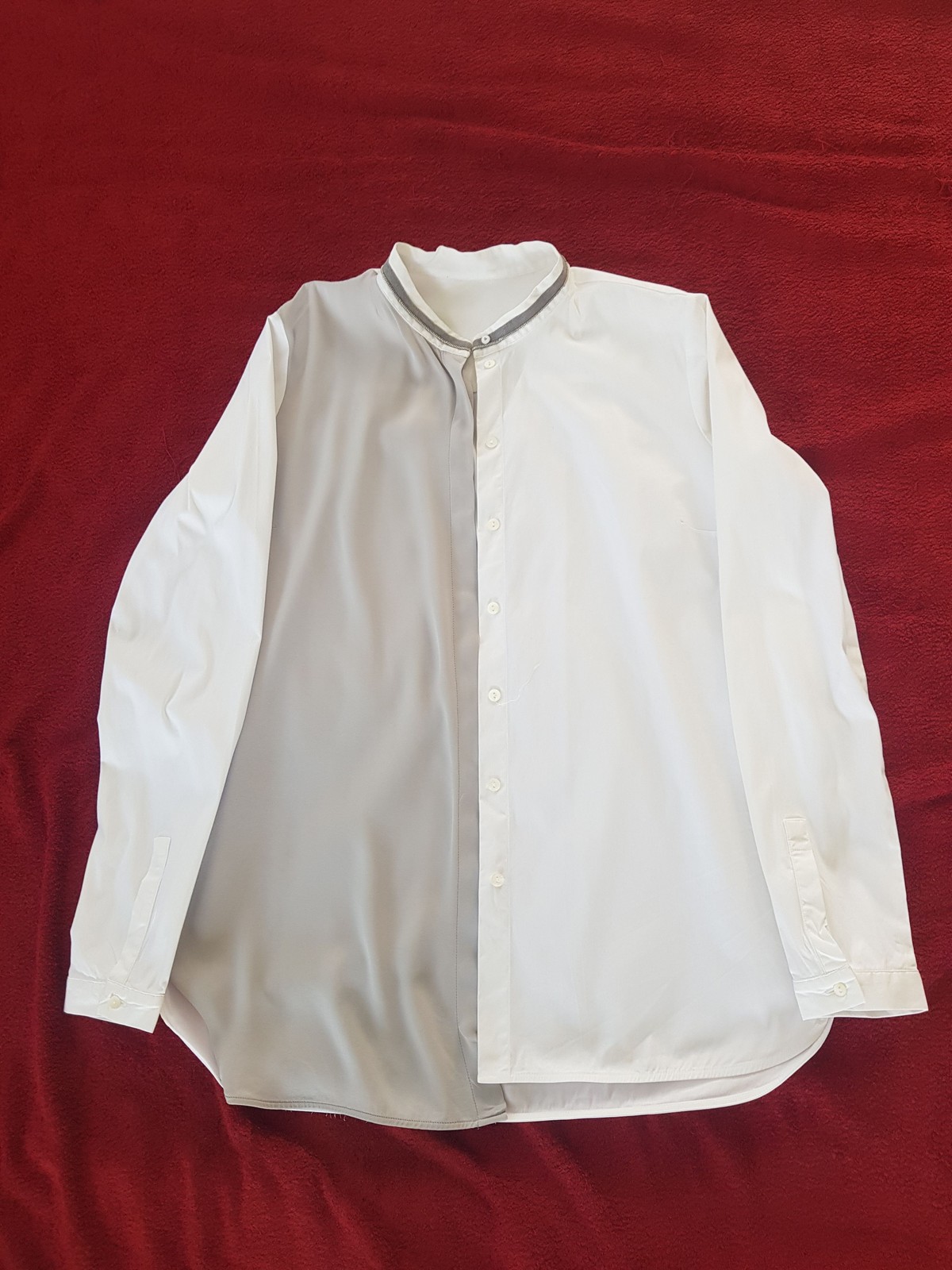 Unknown Button-Down Shirt Women’s White EUC Color Block