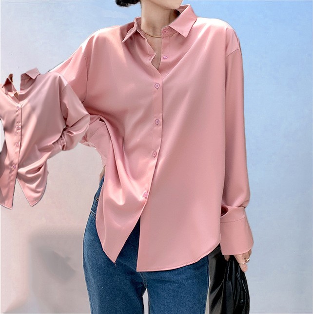 Women’s Long-sleeved Satin Shirt
