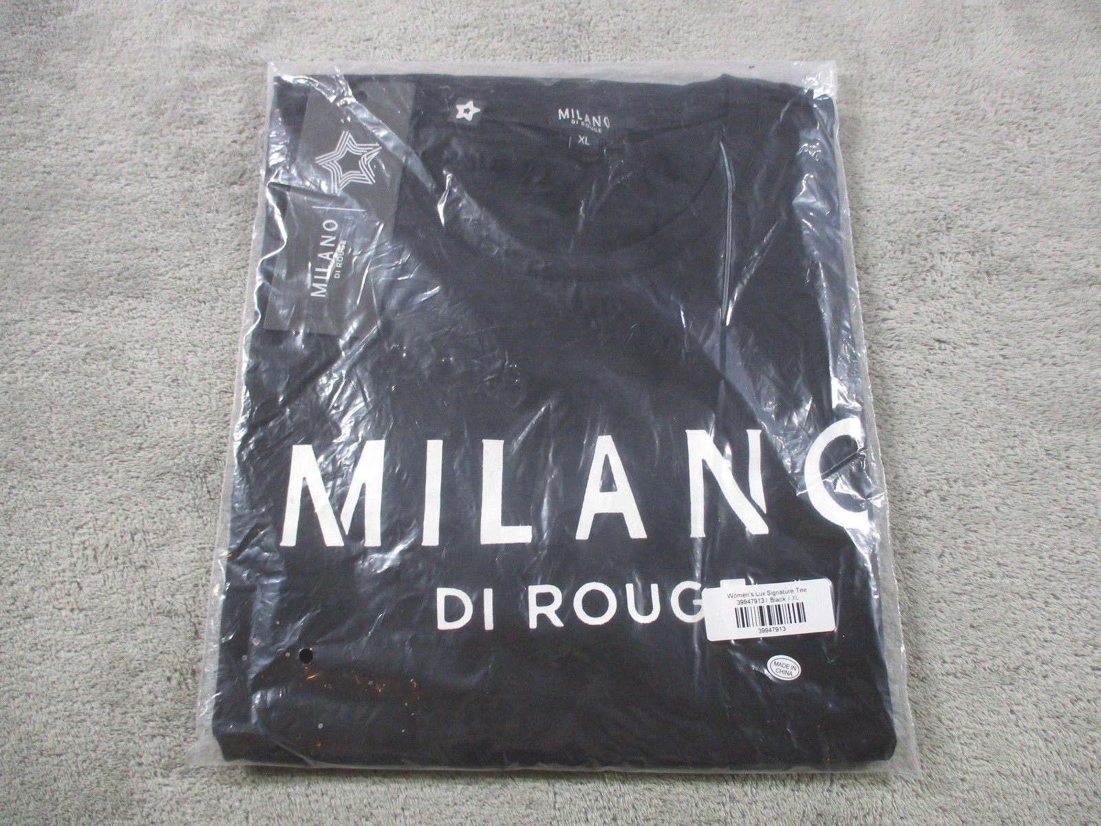 Milano Di Rouge Shirt Womens XL Black Lux Signature Graphic Tee Logo New