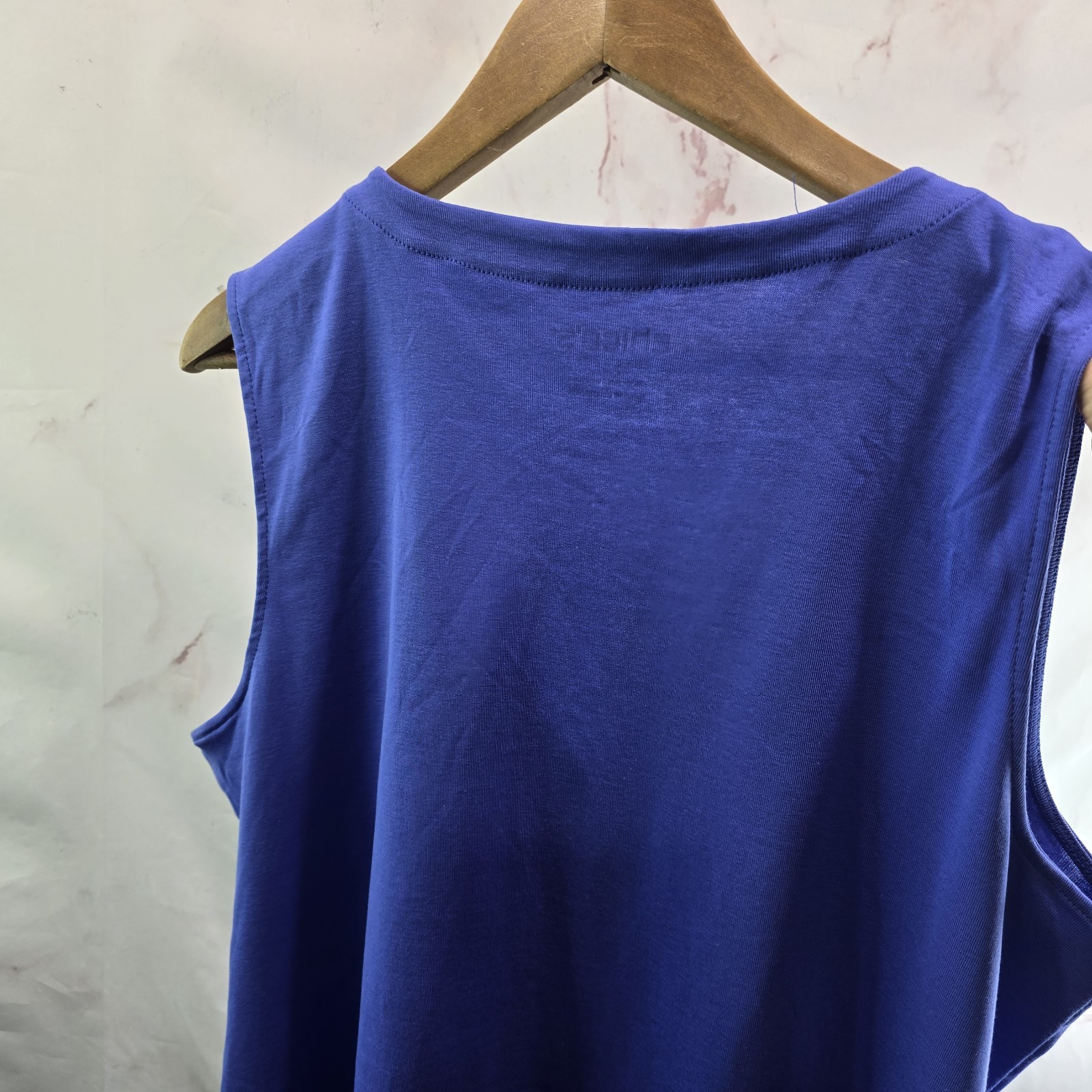 Chicos Tank Top Womens 3 XL Blue Pima Cotton Notch V Neck Indigo Periwinkle