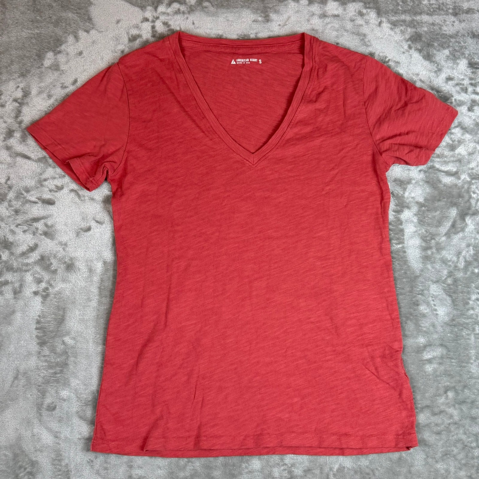 American Giant Classic Cotton V-Neck Tee T-Shirt Womens Small Red USA New NWOT
