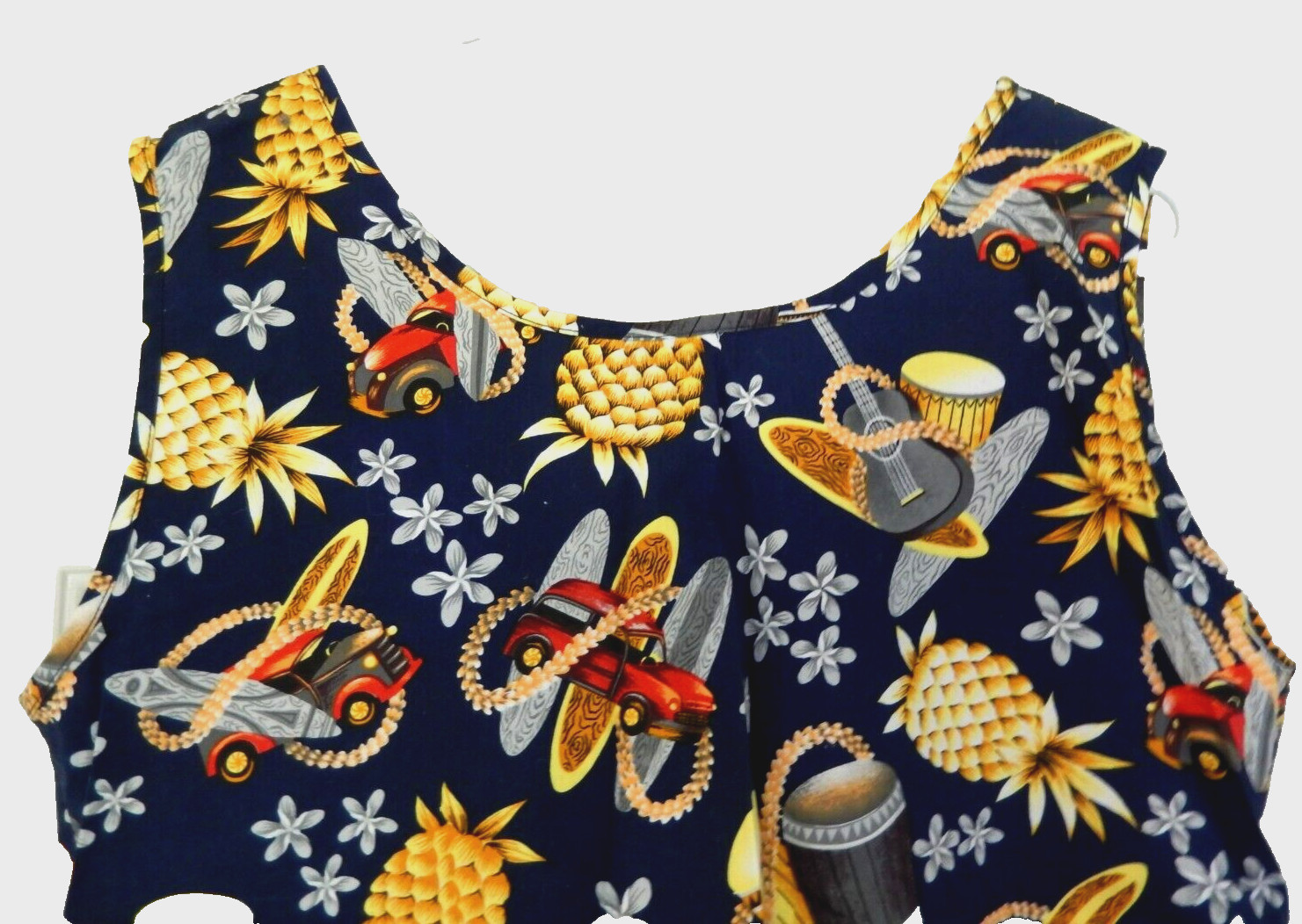 First Hawaii Fashion Pineapple Print Coconut Button Crop Top- one size