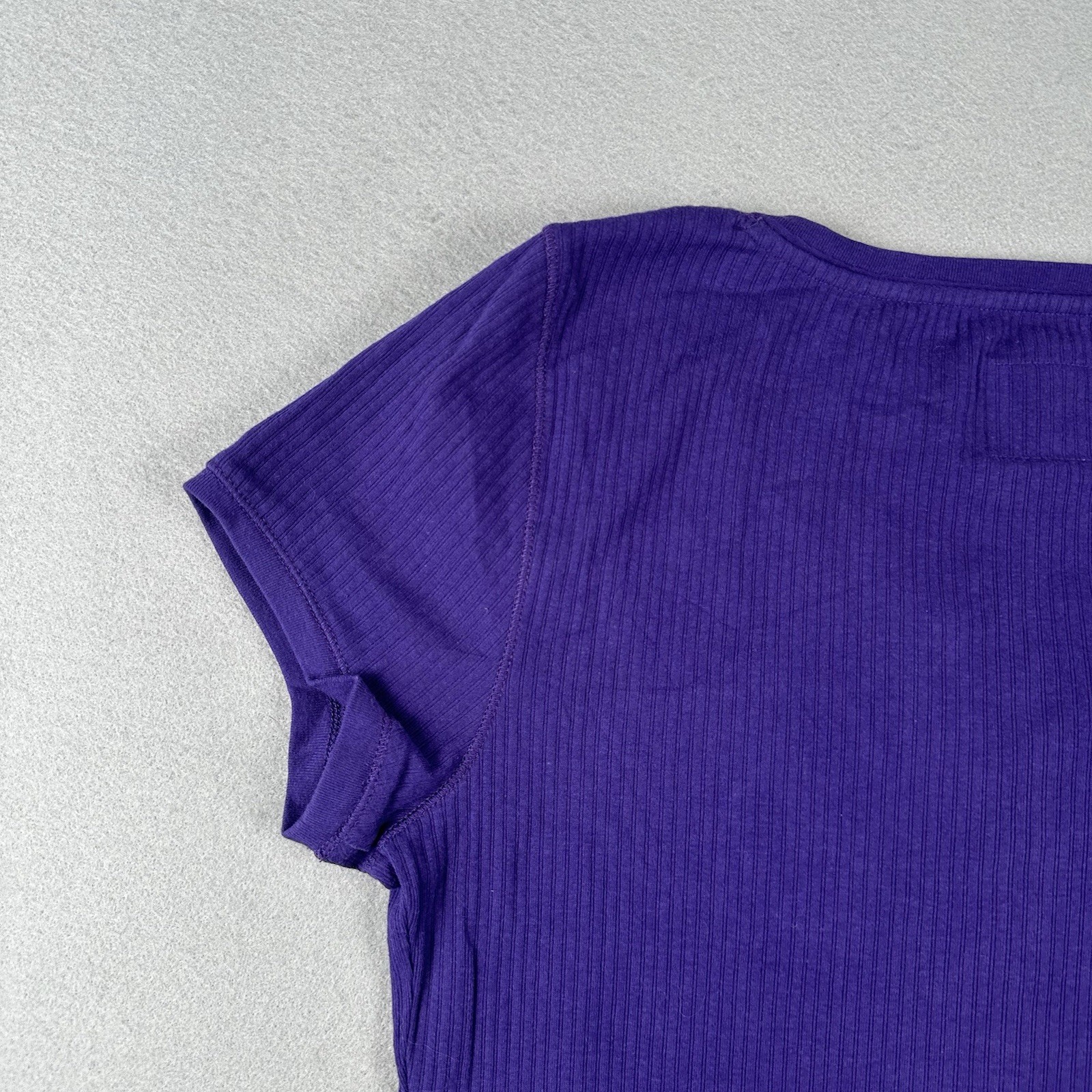 Y2K Aeropostale Ribbed Henley Short Sleeve Shirt Women’s 2XL Purple Stretch Aero