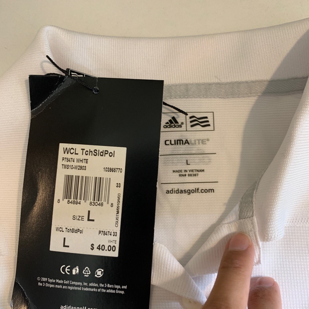 Adidas Polo Shirt Womens L Large White Climalite Short Sleeve Performance Golf