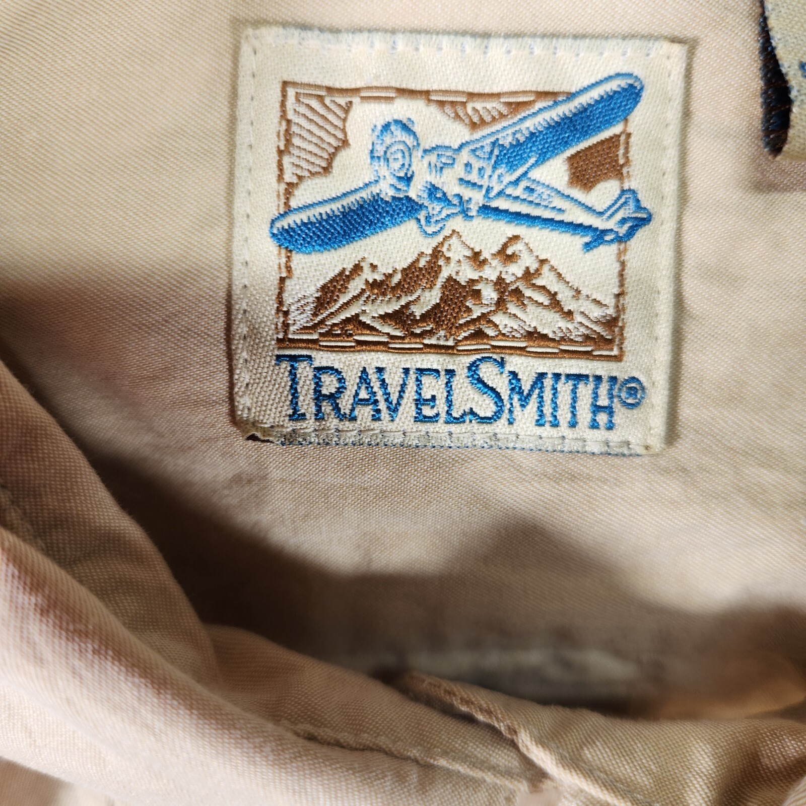 Travel Smith Shirt Womens Medium Beige Button Up Adventure Gorpcore Vented VTG