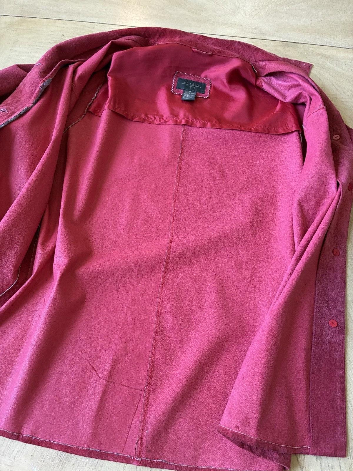 Vintage Red Genuine Suede Leather Shirt Jacket Women’s M Retro Western Boho 90s