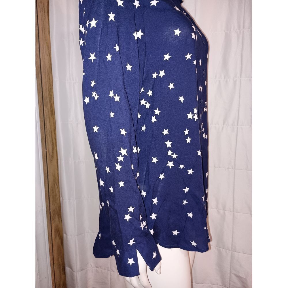 Grand and Greene Women’s Patriotic Stars Sz M Button Down Blouse 4th of July