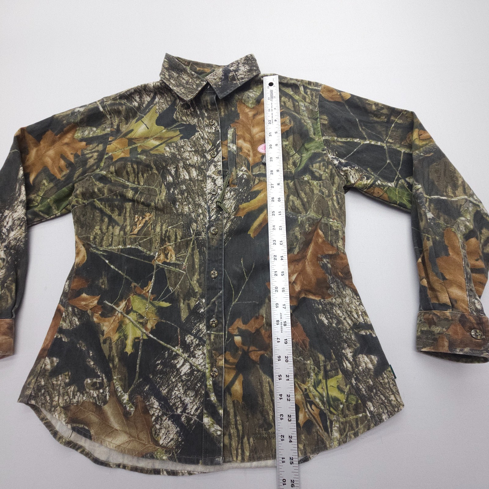 Mossy Oak Break-Up Camo Long Sleeve Button Shirt Womens Medium Hunting Fishing