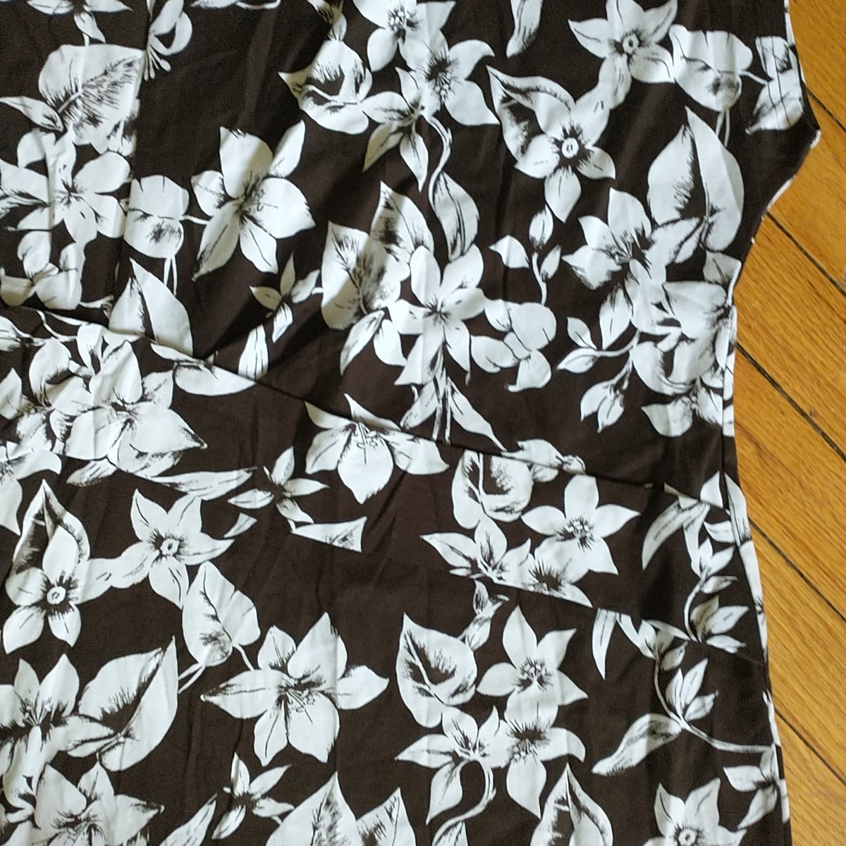 LIZ CLAIBORNE Shift Dress 3x Brown white Floral Short Sleeve T Shirt Pencil