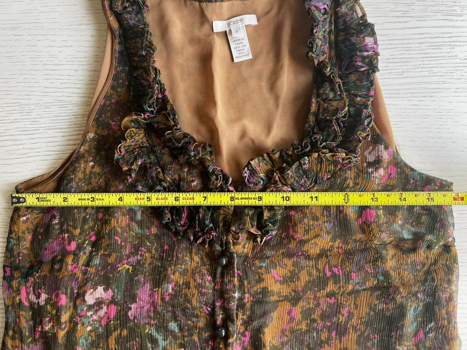 J Crew Womens Sleeveless Blouse Top Pretty Multicolor V Neck Button Down Front 4