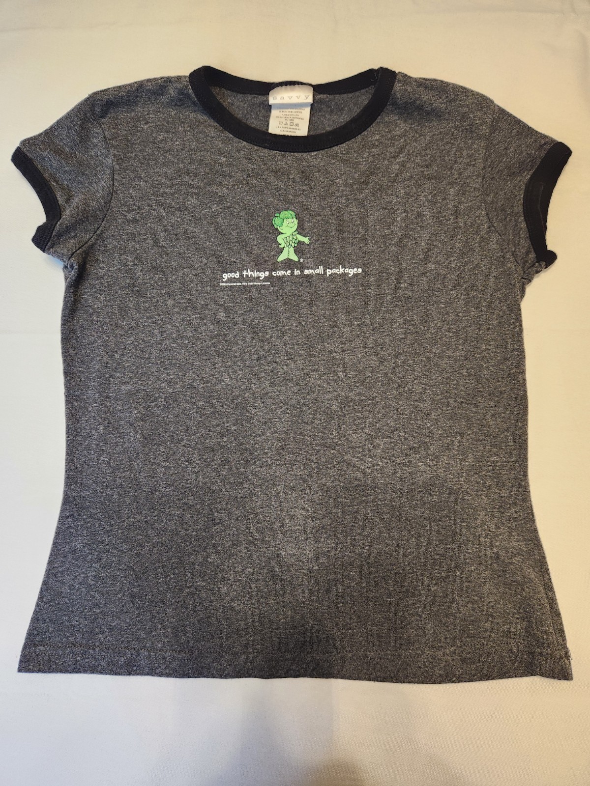 VTG Savvy Sprout Baby Tee Y2K Green Giant General Mills Rare size Medium