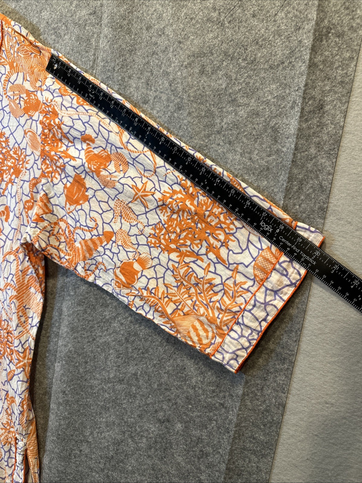 Sakkas Americas Long Sleeve Cotton Tunic Top 3X Orange White Boho Beach Vols