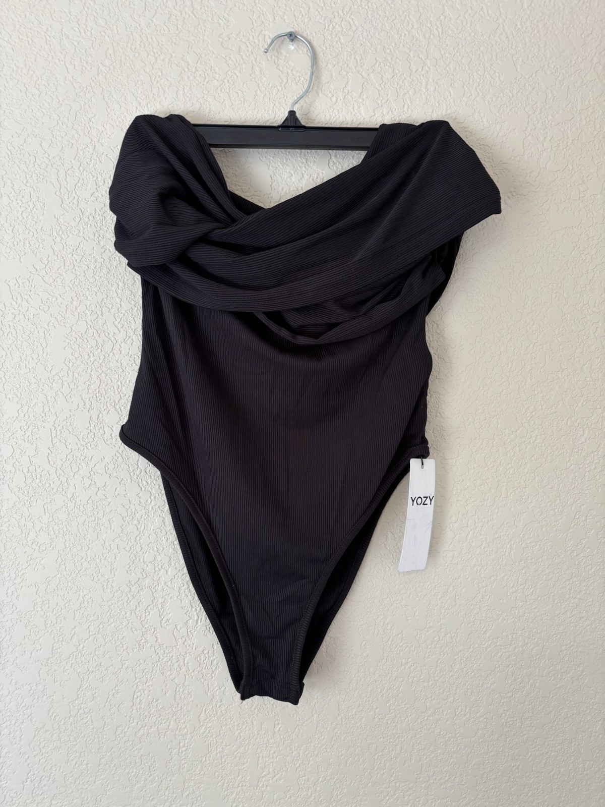 Yozy Draped Ruched Off-Shoulder Bardot Bodysuit size S – brand new with tag