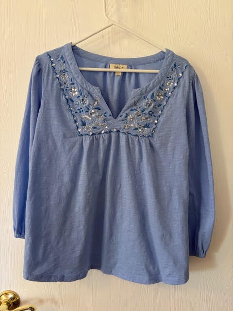 style & co womens size 1x light blue long sleeve pullover top