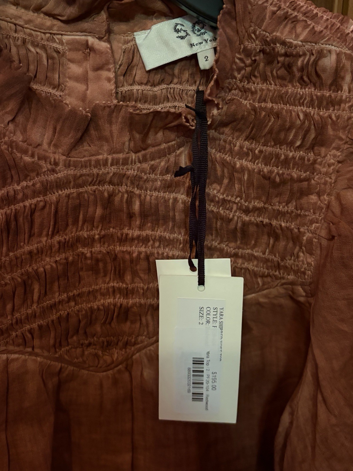 NWT Sea NY Yara Rust Brown ruffles and smocked top size 2