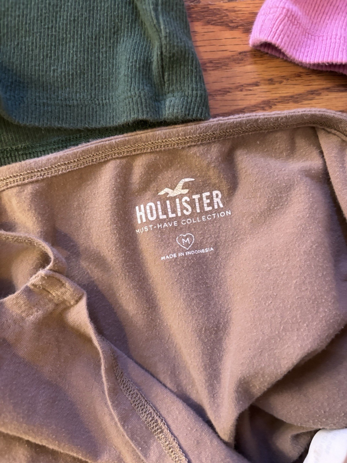 Hollister Shirt Tube Top Tank Reversible Pink Green V-neck Camo Beige