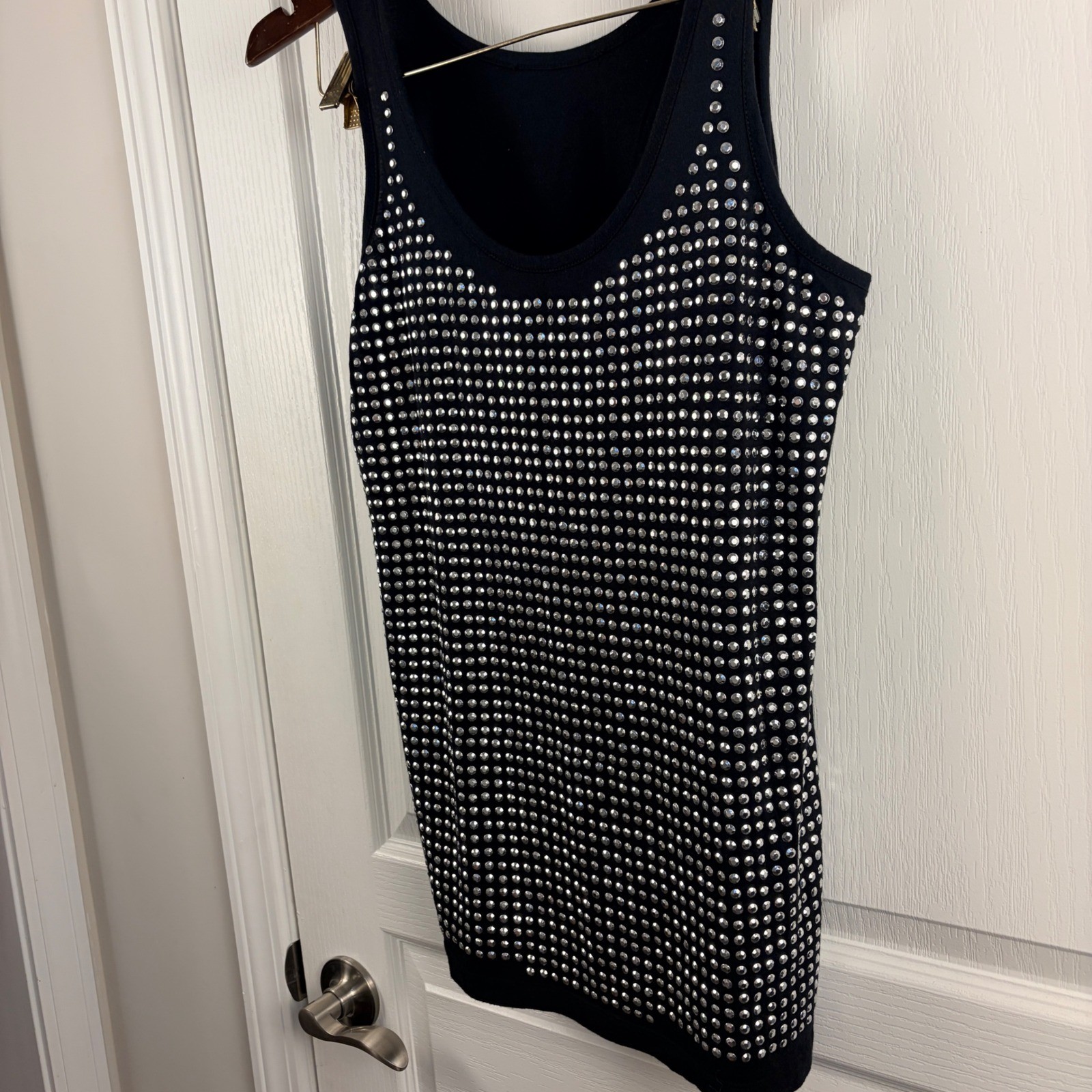 Black & silver Studded Sleeveless Tank Top Scoop Neck Edgy Rocker Whimigoth