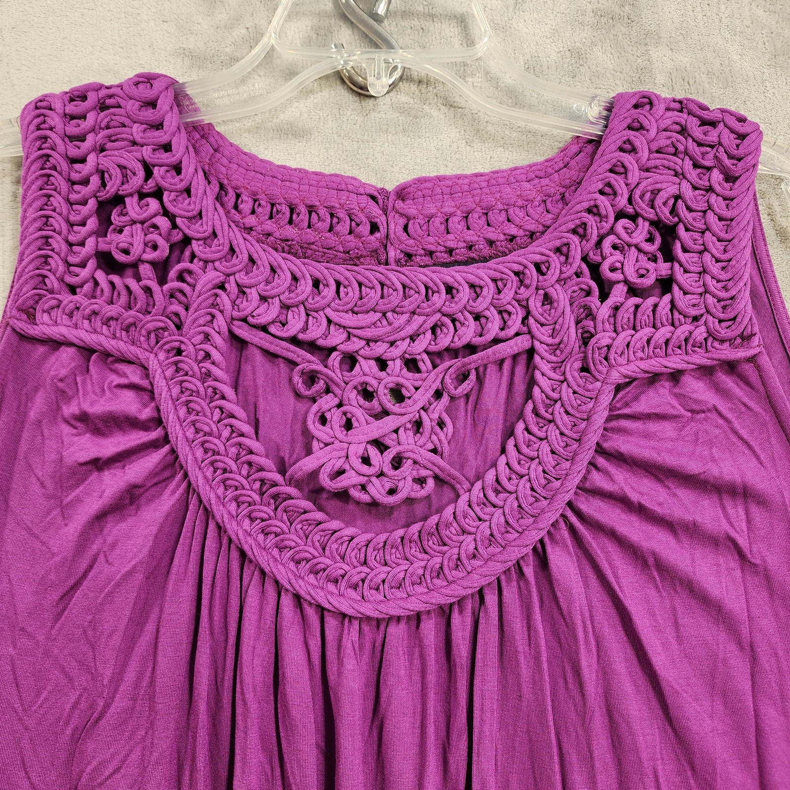 Roaman’s Top Womens 18/20 Purple Crochet Neck Sleeveless Swing Tank Flowy Boho