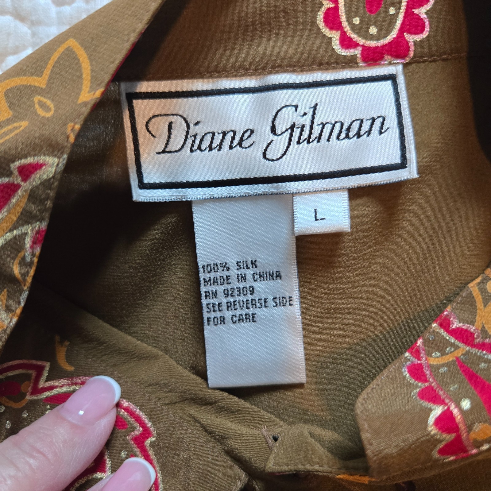Diane Gilman 100% silk womens sequined long blouse / tunic / miniskirt Sz large