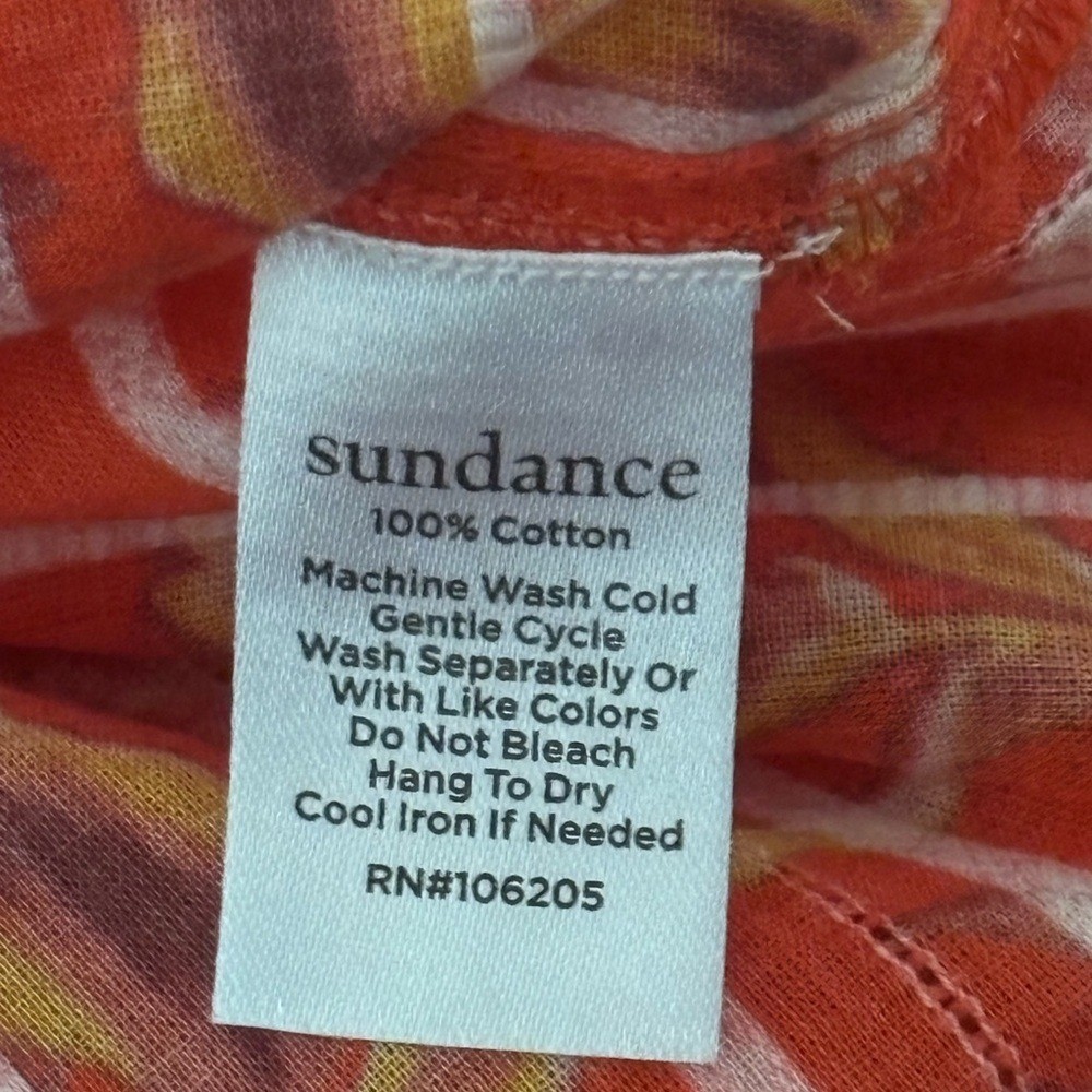 Sundance | High Neck Ruffle Vibrant Floral Contrast Trim Top Long Sleeve Sz XS