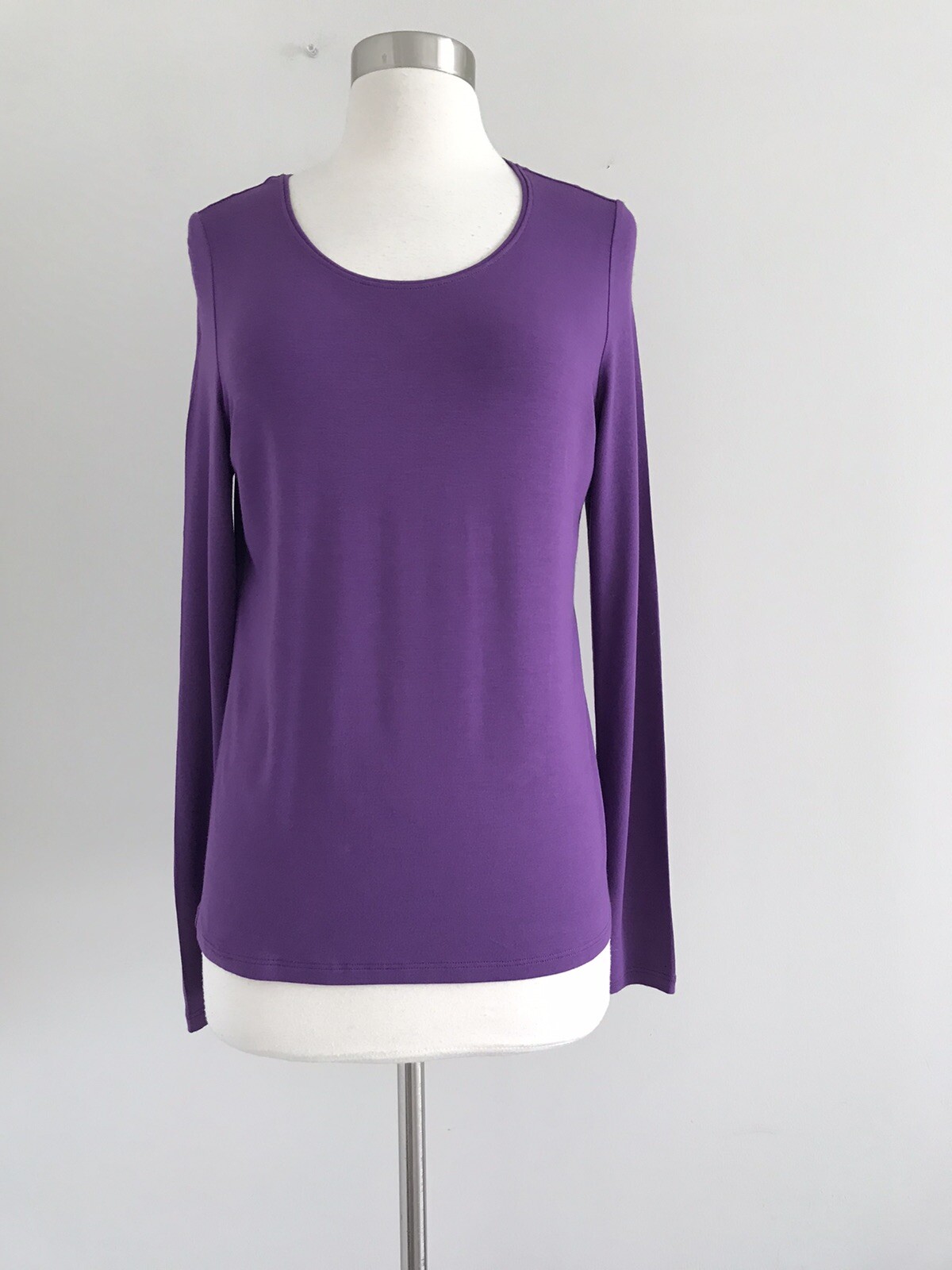 EILEEN FISHER PETITE RAYON LYCRA STRETCH PULLOVER JERSEY TOP SHIRT SZ PS