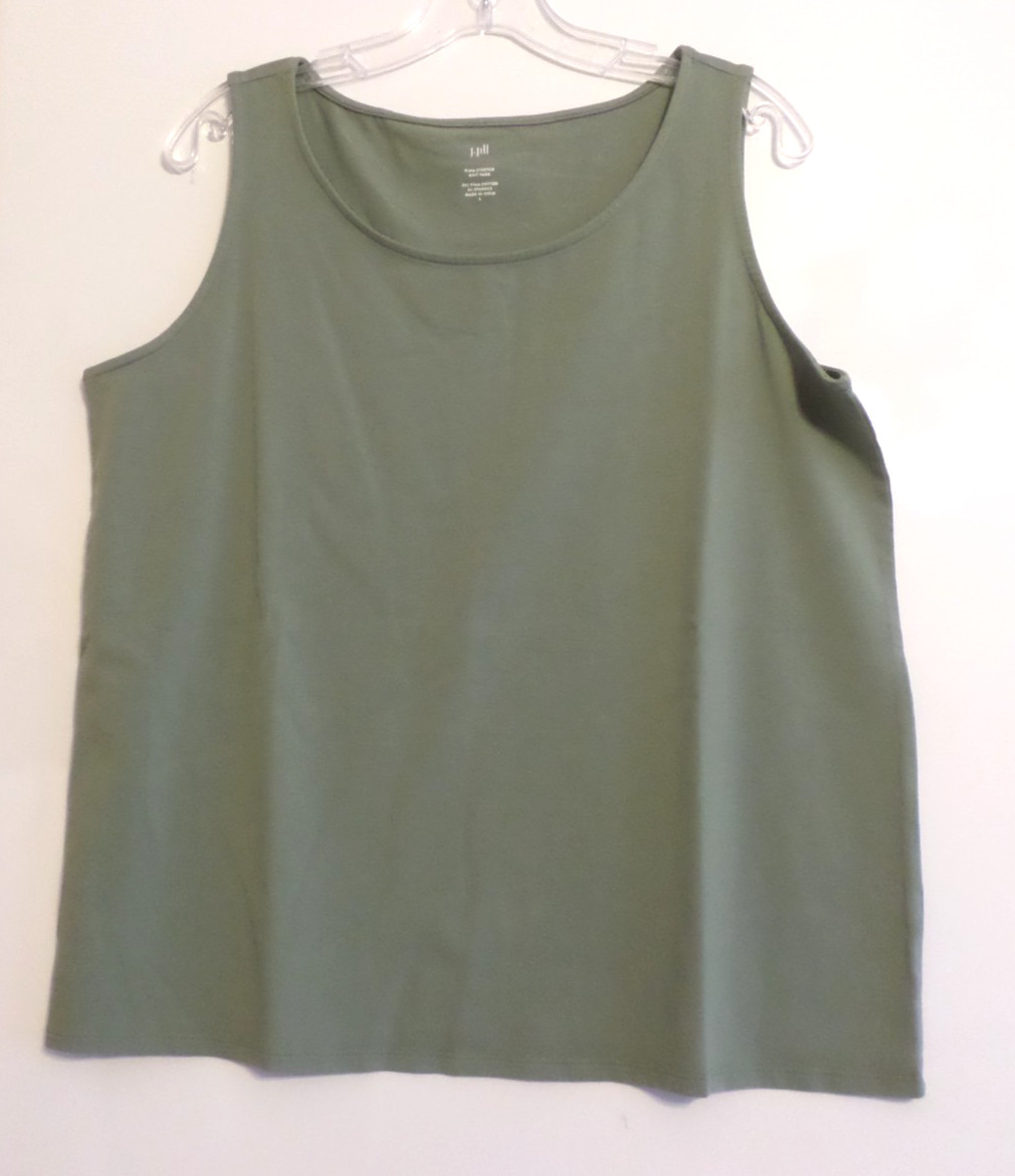 NWT! J JILL PIMA COTTON STRETCH TANK-LARGE-WILLOW GREEN-VERY NICE!