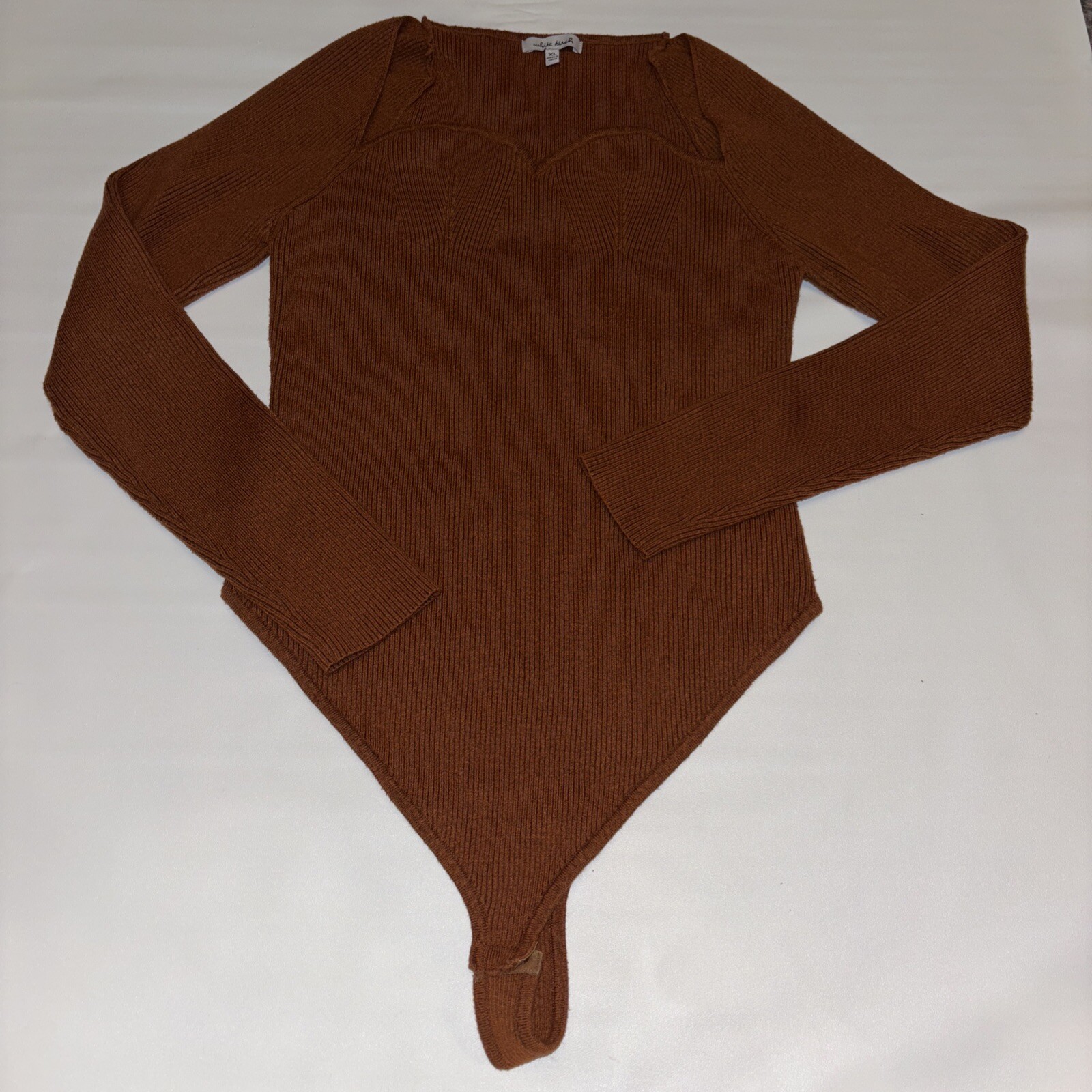 White Birch Ribbed Sweater BodySuit XL Terracotta