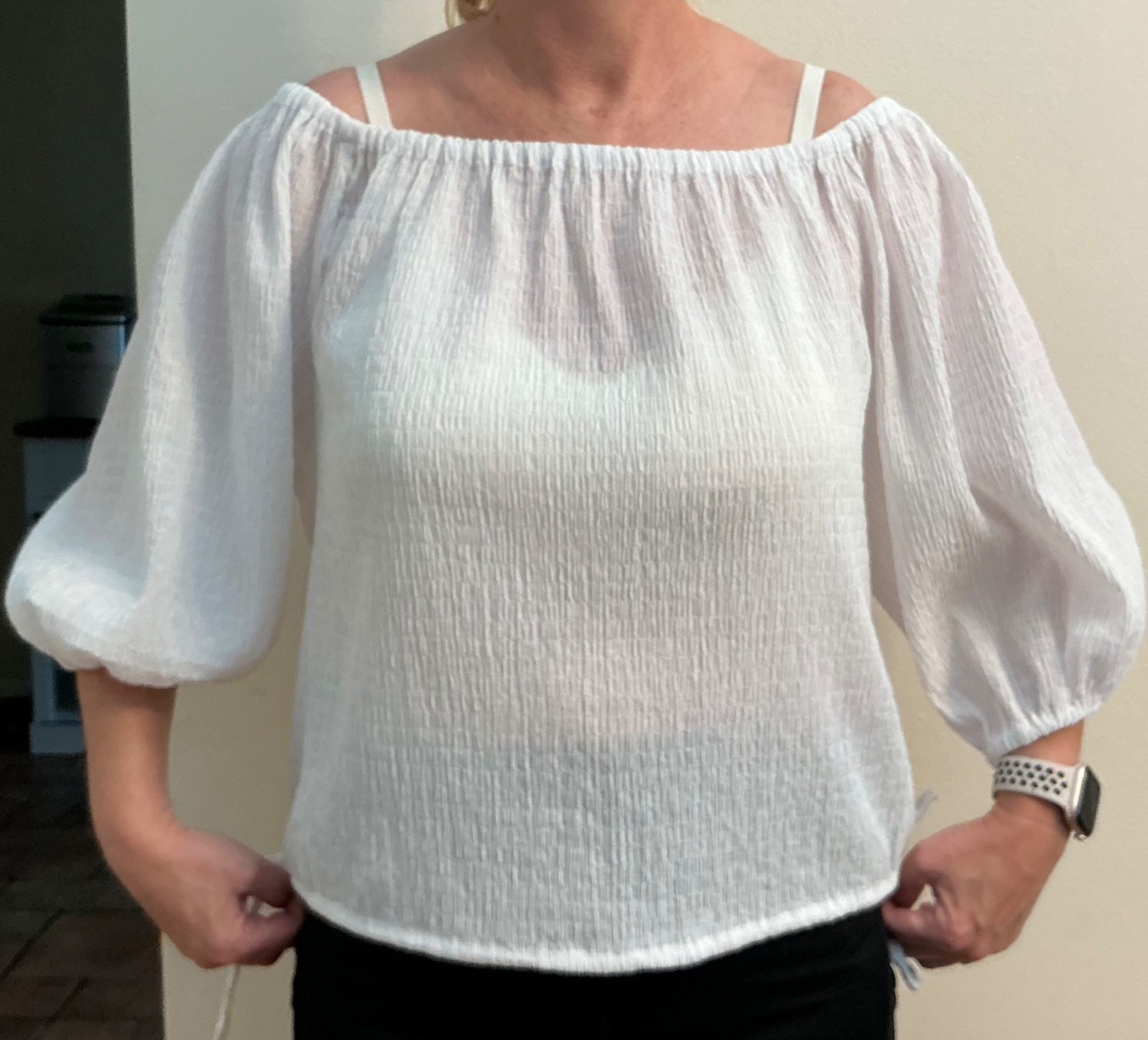 Sofia Jeans by Sofia Vergara Women’s Bright White Blouse Top 3/4 Sleeve Sz.L