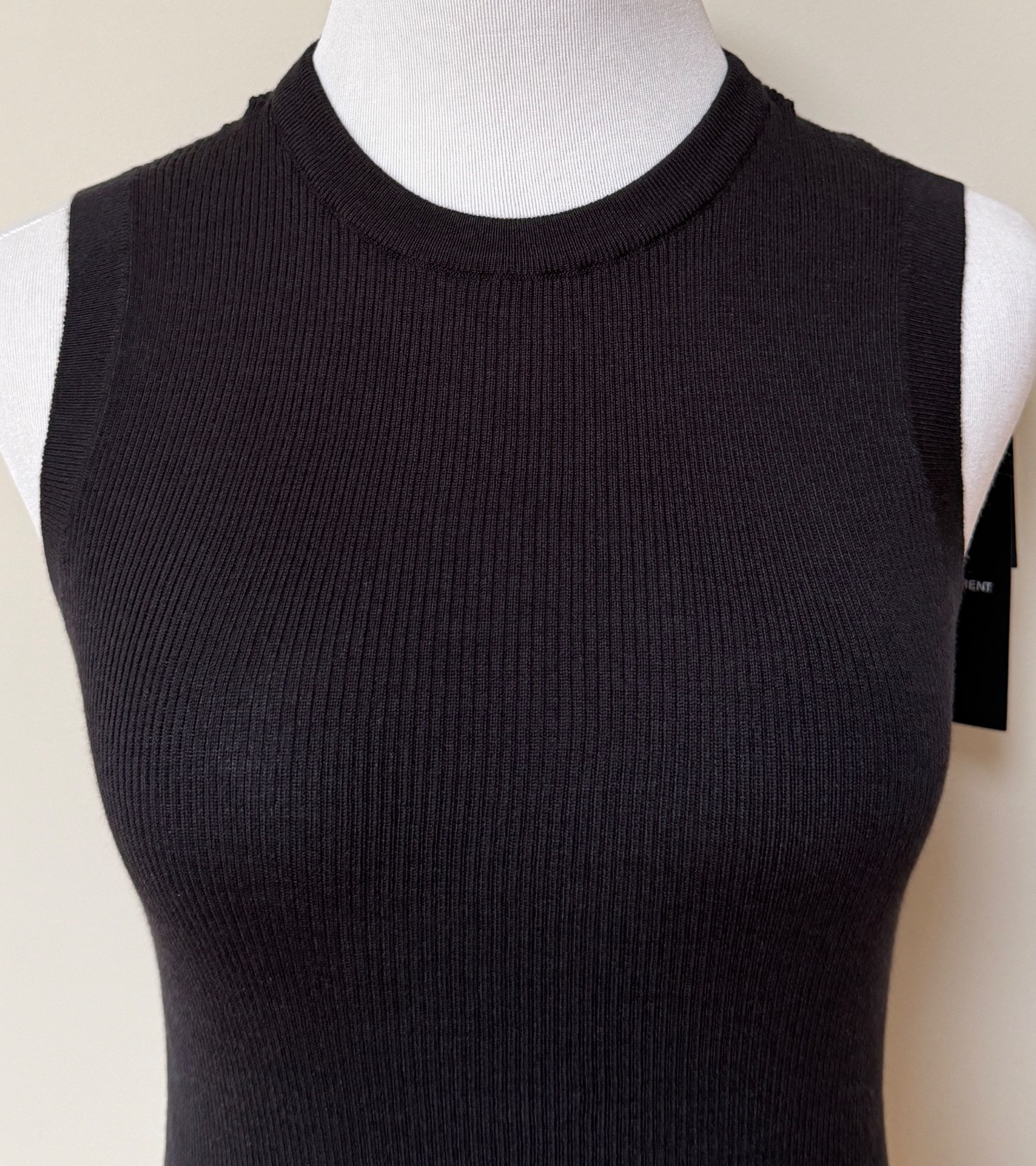 NWT Saint Laurent YSL Black Cashmere Wool Silk Rib Knit Sleeveless Top L $1490