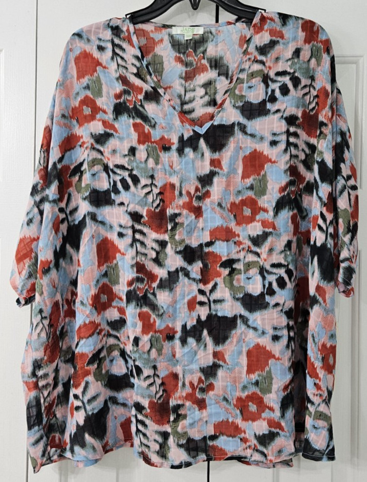 Jade Melody Tam Top Petal Short Sleeves Small /Med Sheer Blouse NWT $98 (72)