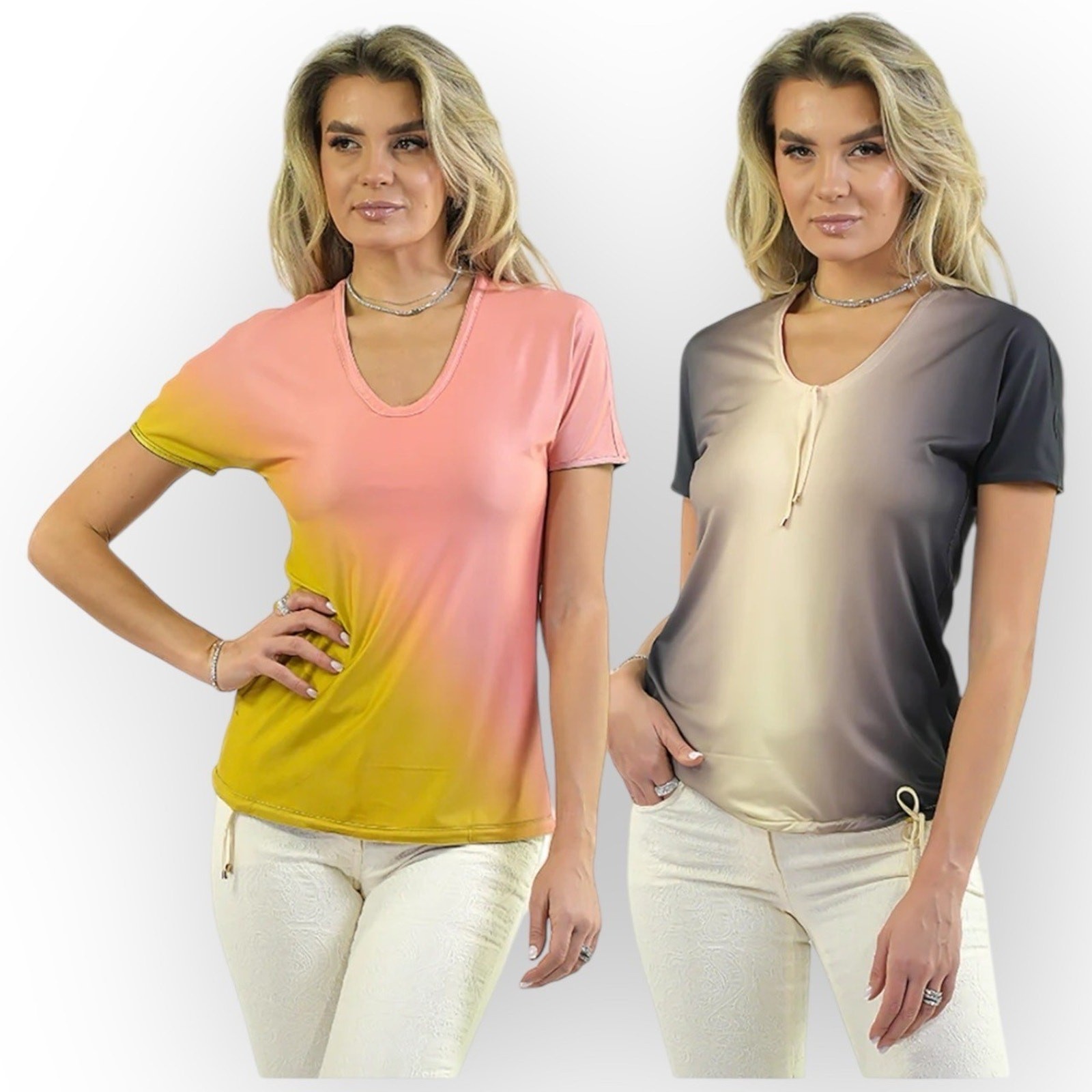 NWT Modzori Reversible & Adjustable V-Neck Top Horizon-Coral/Sunstream (M)