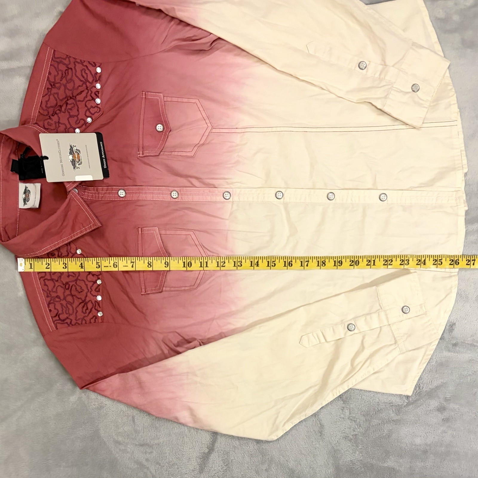 Harley Davidson Pearl Snap Shirt Women’s Size XL Gradient Fade Embroidered NWT