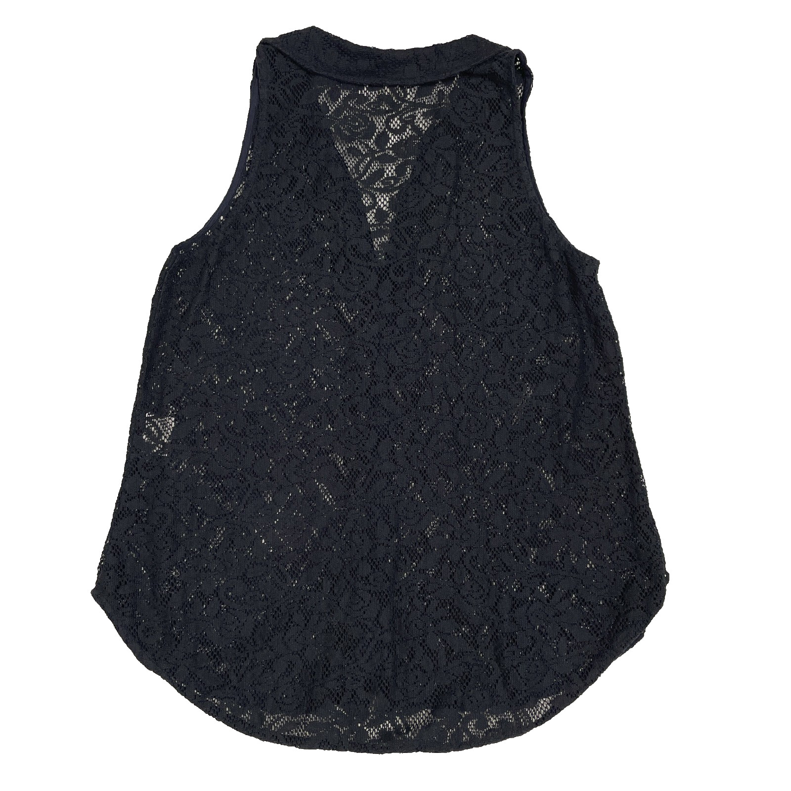 Roper Western Shirt Top Sz M Sleeveless Black Lace Sheer Rose Cowgirl Feminine