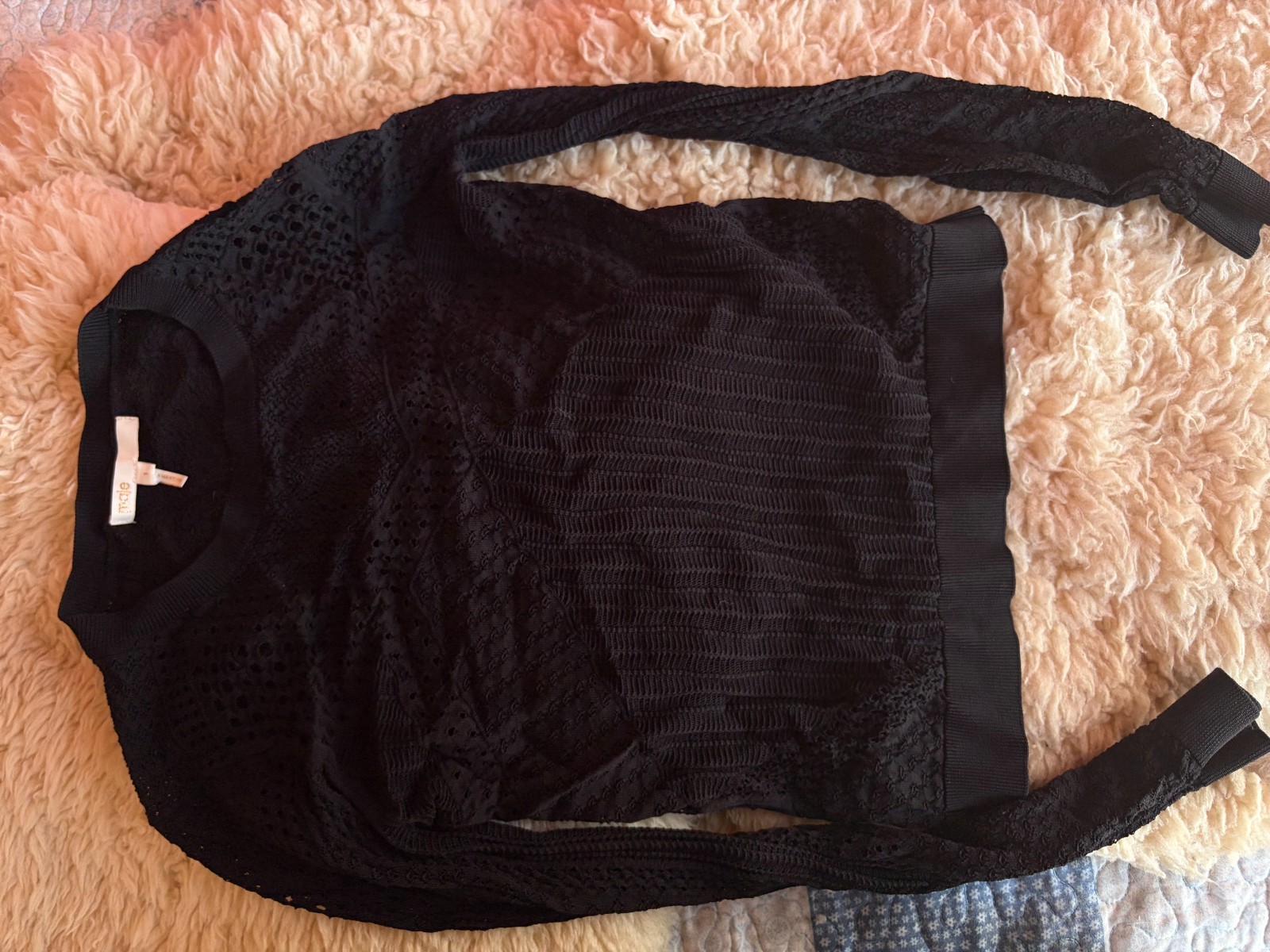 MAJE BLACK LACE SEE THROUGH SHIRT SIZE 1 MFPPU00318