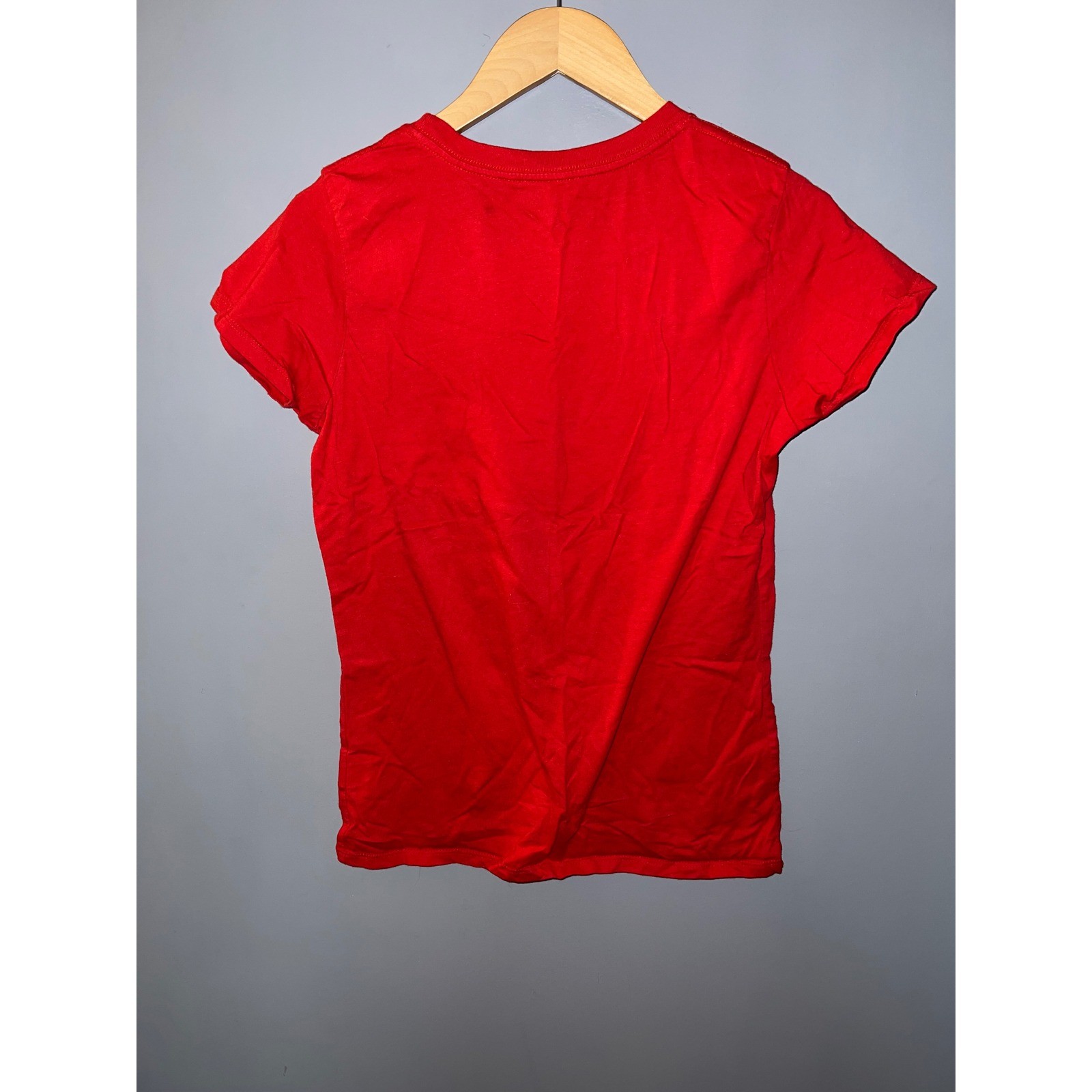Holiday Time Red Santa Claus Believe Graphic T-Shirt Womens Medium 8-10 Cotton