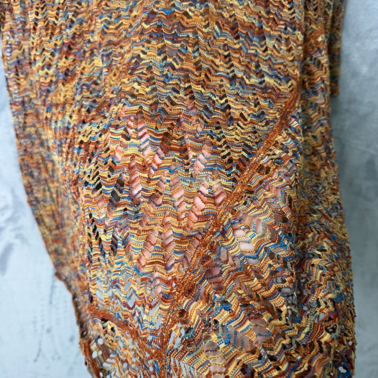 One World Crochet Open Knit Tunic Womens Plus Size 3X Multi Color Asymmetrical