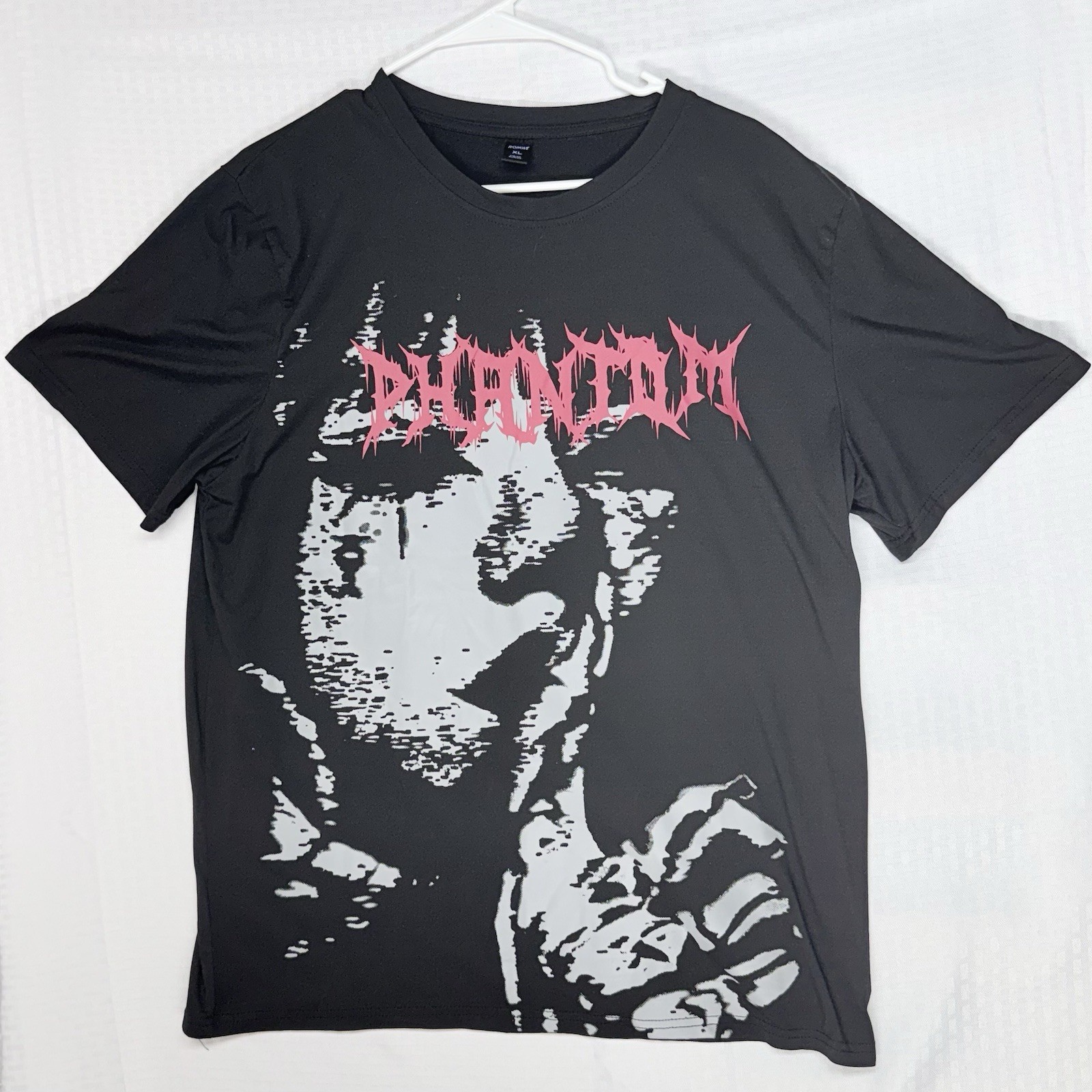 ROMWE XL PHANTOM Ghostface Horror Graphic Print Black Crew Neck Tee Polyester