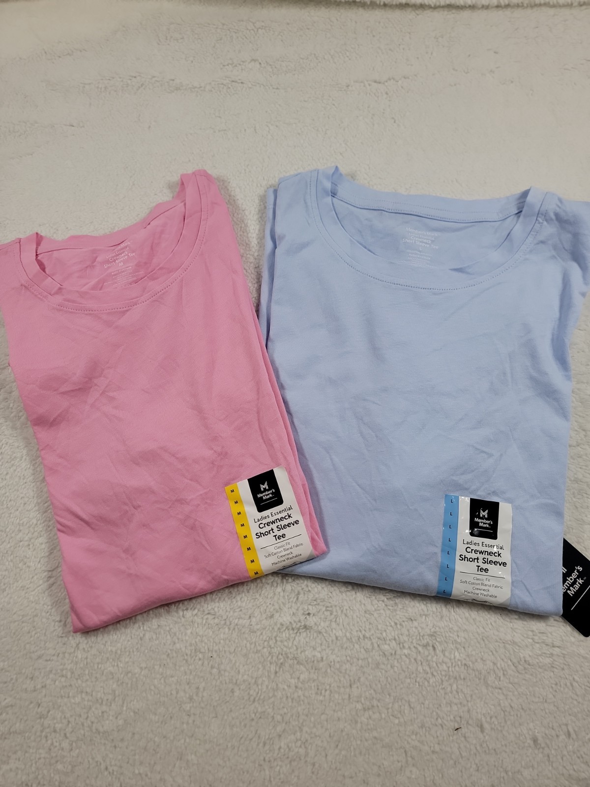 NWT Women’s Crewneck Short Sleeve Pink or Blue T Shirt Cotton Blend