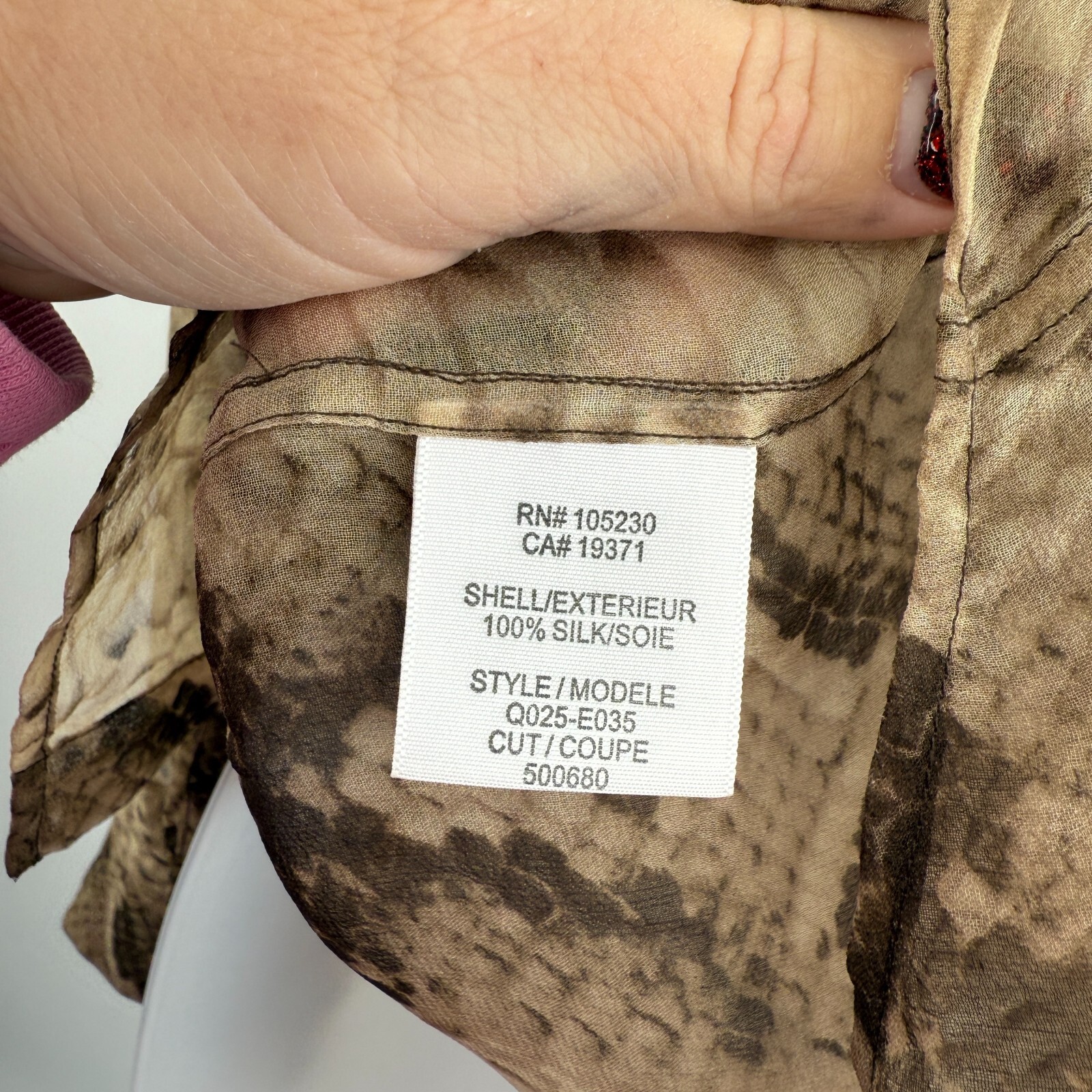 Equipment Womens Snake Print Silk Button Up Shirt Brown Tan Size Medium Sheer
