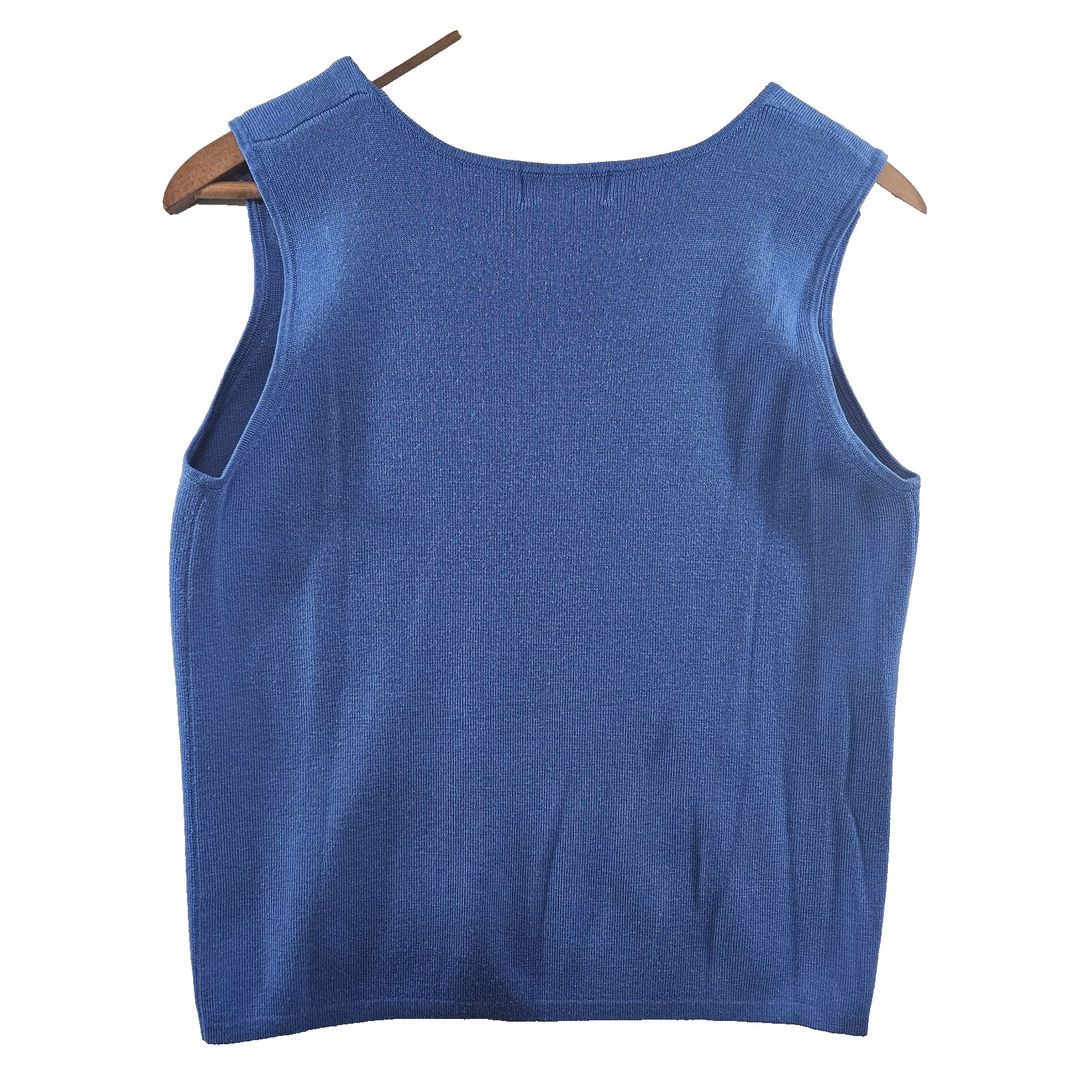 Womens Blue Sleeveless Capsule Tank Shell Top Size L 12-14 Y2K Acrylic Blend