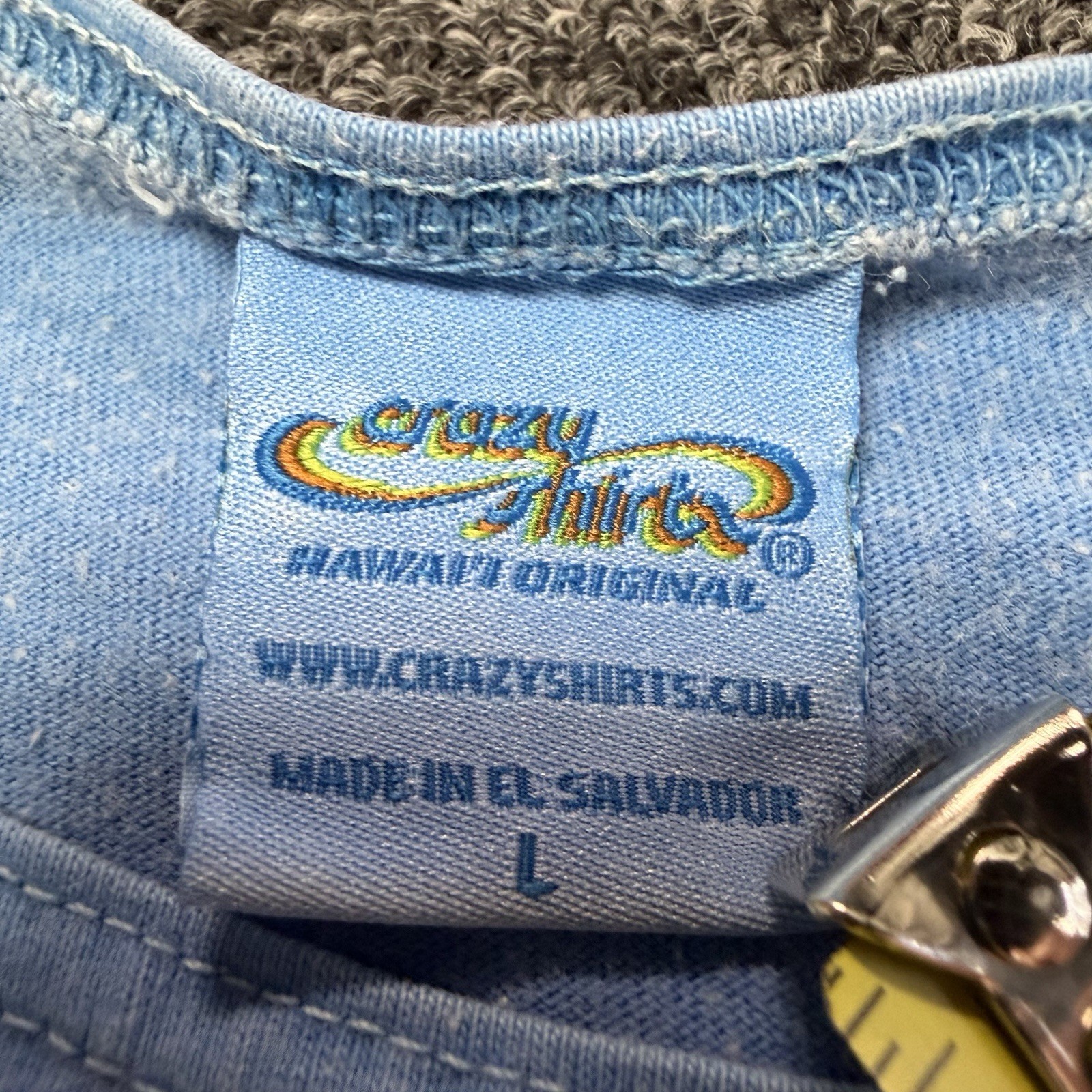 Womens Vintage Crazy Shirts Blue Hawaiian Dyed Maui Whale Tale T-Shirt Top Sz L